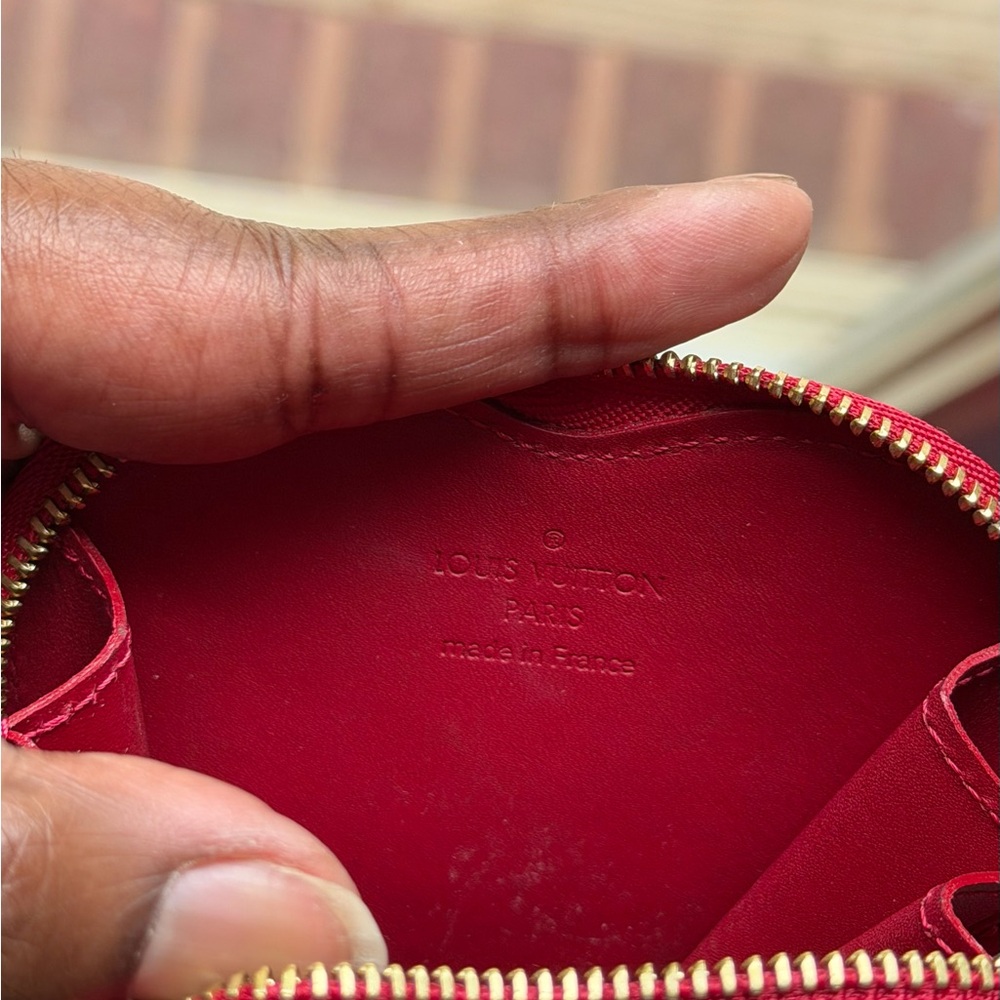 Louis Vuitton Red Heart Coin Pouch with Gold Chain Charm - Picture 4 of 4
